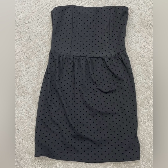 Gap Black Small Velvet Polka Dot Strapless Party Dress - Picture 6 of 10